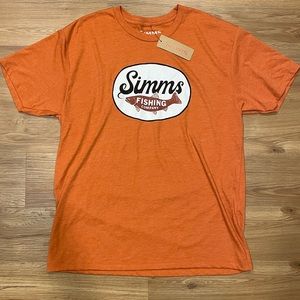 Simms Fishing Trout Wander Mens T Shirt Size M Short Sleeve NWT Adobe Heather